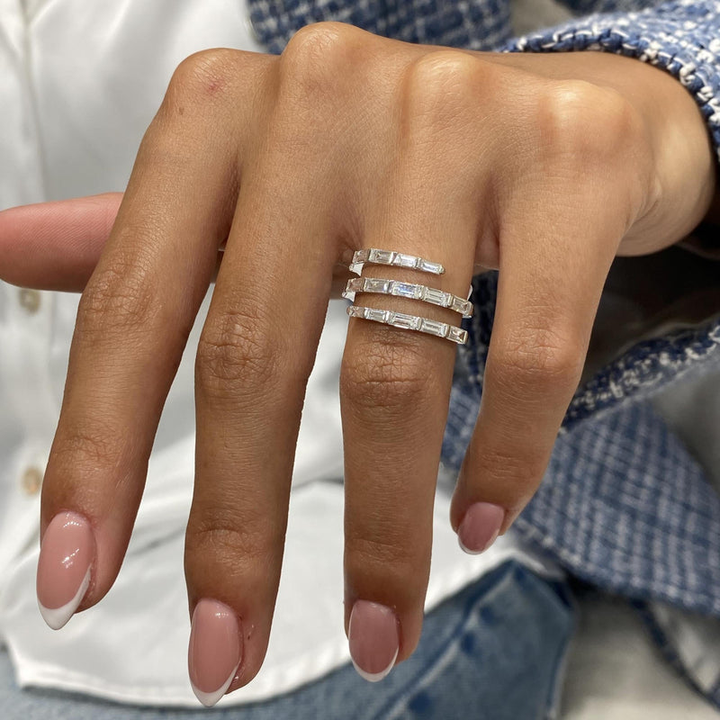 Diamond Wrap Ring 1.55 Carat White Gold 14K
