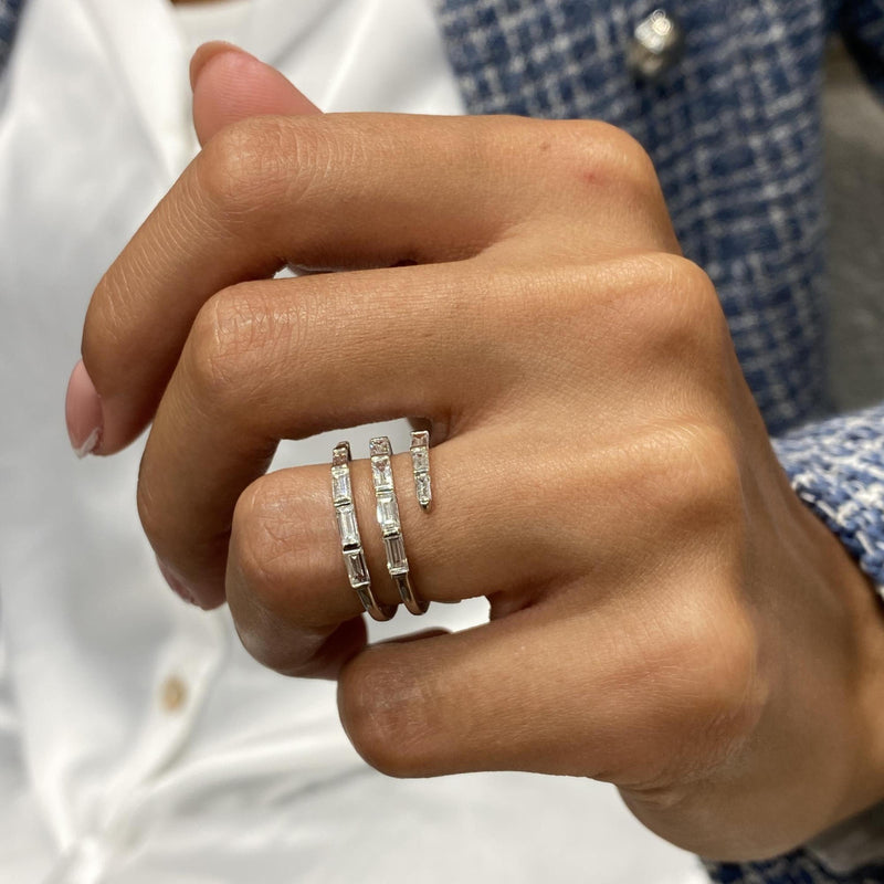Diamond Wrap Ring 1.55 Carat White Gold 14K