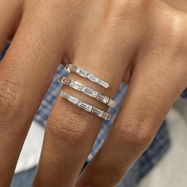 Diamond Wrap Ring 1.55 Carat White Gold 14K