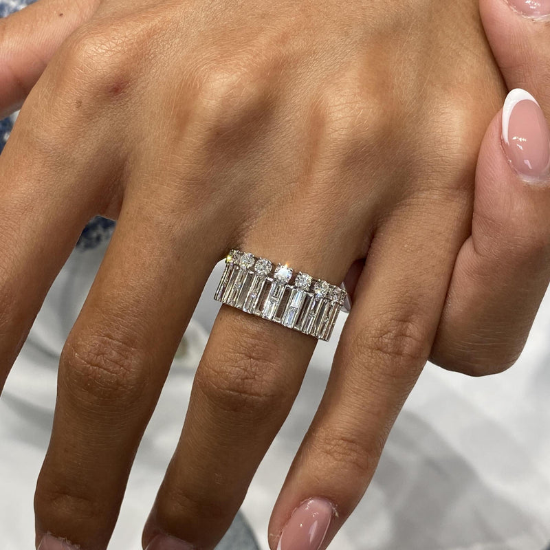 Diamond Band Ring 1.32 Carat White Gold 14K