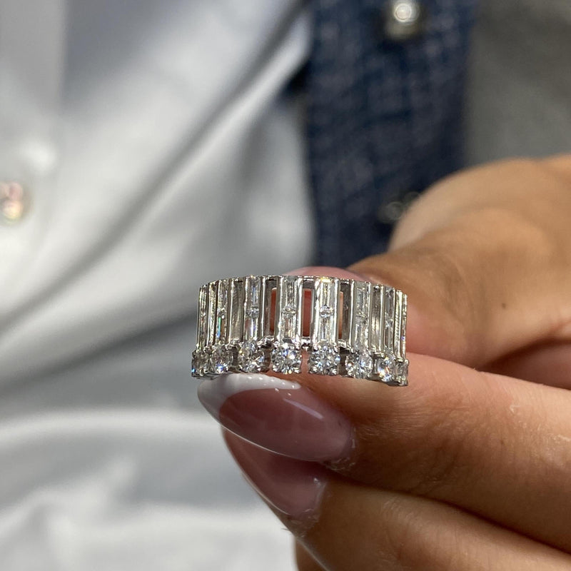 Diamond Band Ring 1.32 Carat White Gold 14K