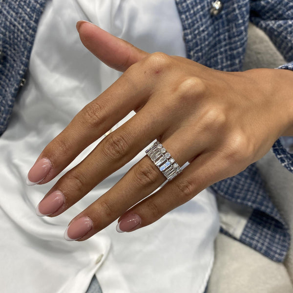 Diamond Band Ring 1.32 Carat White Gold 14K