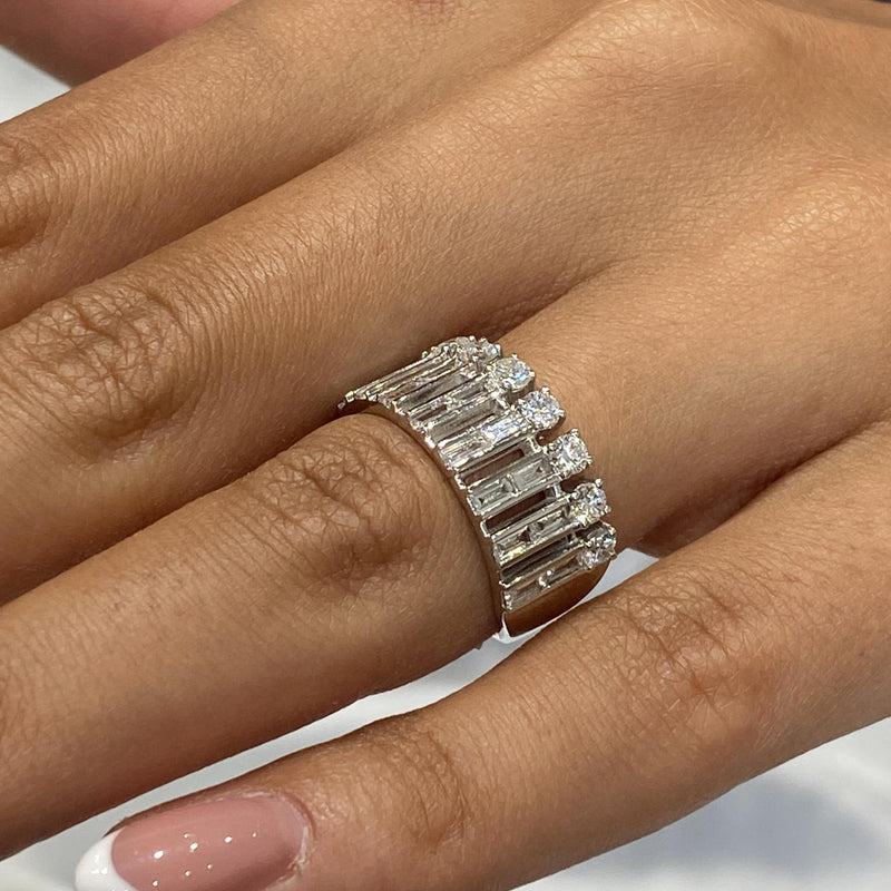 Diamond Band Ring 1.32 Carat White Gold 14K