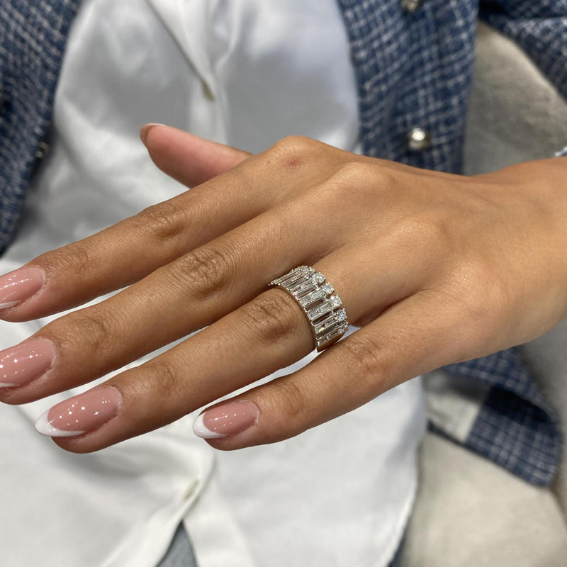 Diamond Band Ring 1.32 Carat White Gold 14K
