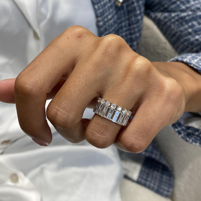 Diamond Band Ring 1.32 Carat White Gold 14K