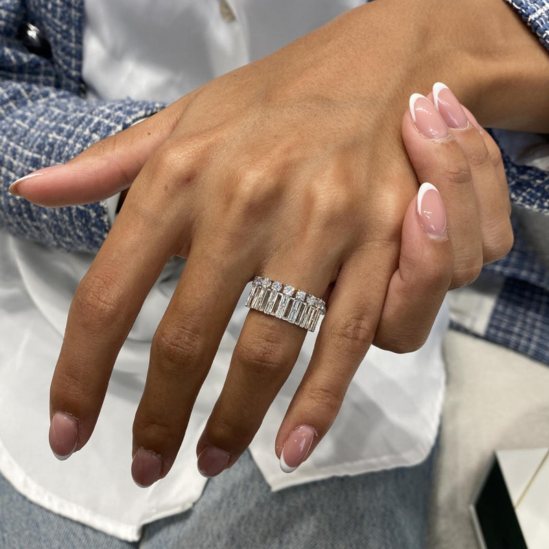 Diamond Band Ring 1.32 Carat White Gold 14K