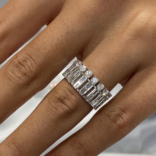Diamond Band Ring 1.32 Carat White Gold 14K