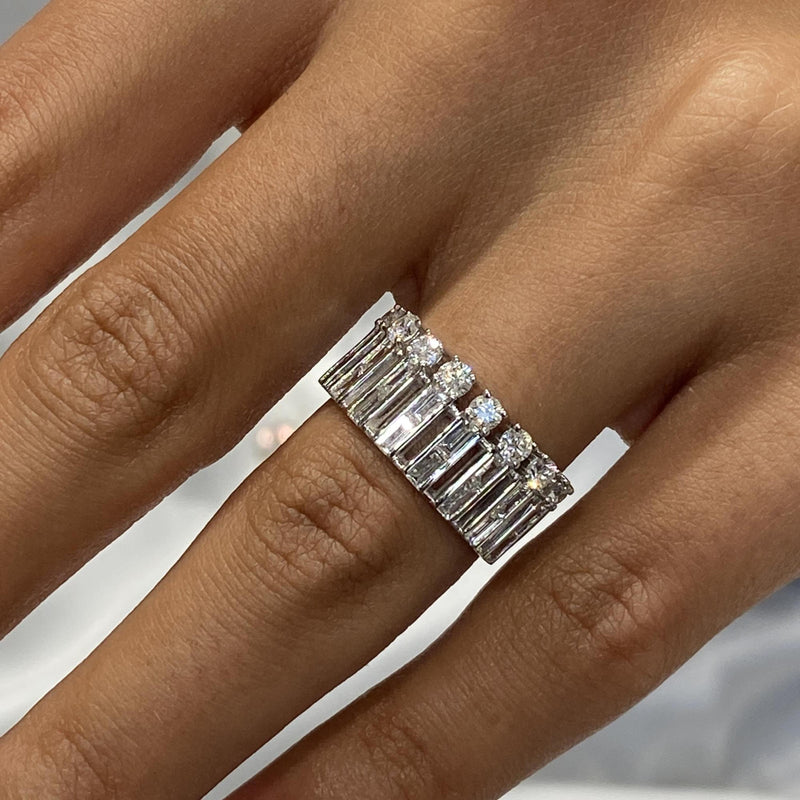 Diamond Band Ring 1.32 Carat White Gold 14K