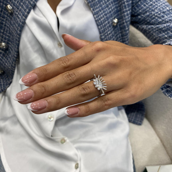 Diamond Statement Ring 1.24 Carat White Gold 14K