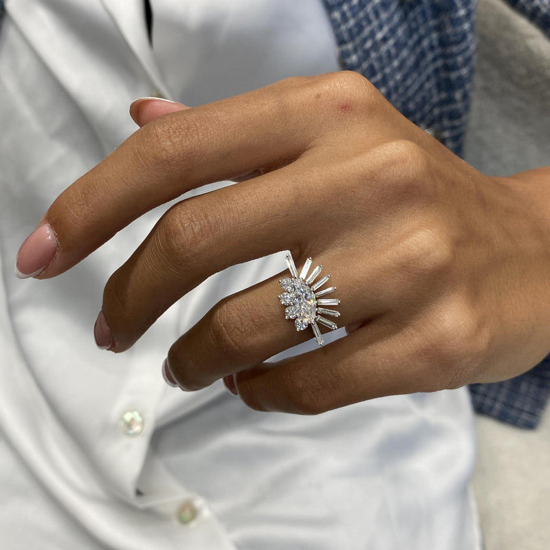 Diamond Statement Ring 1.24 Carat White Gold 14K