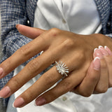 Diamond Statement Ring 1.24 Carat White Gold 14K