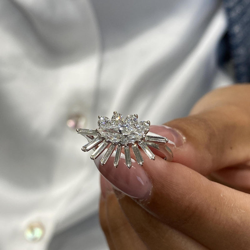 Diamond Statement Ring 1.24 Carat White Gold 14K