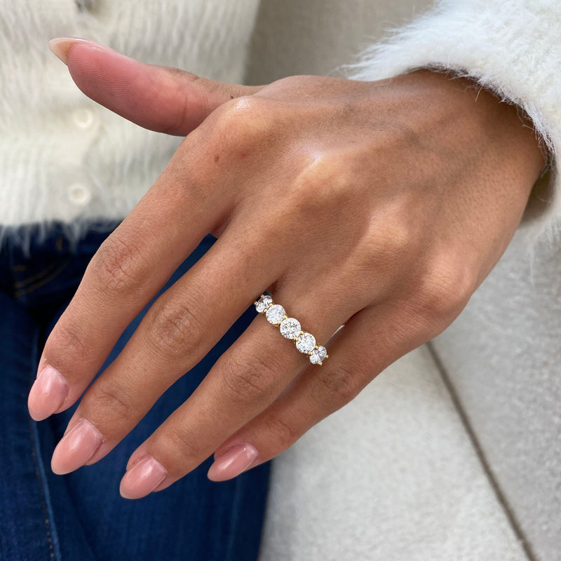 Diamond 5 Stone Ring 1.76 Carat Yellow Gold 14K