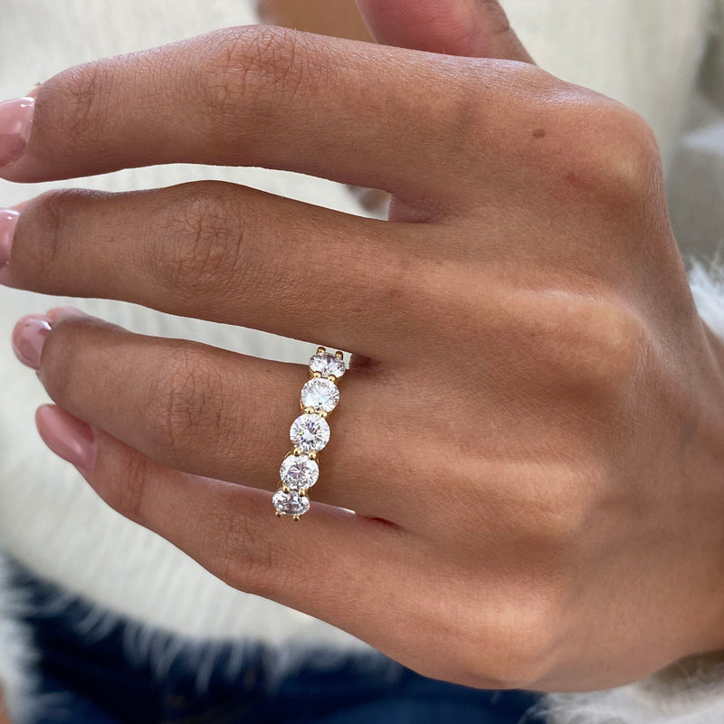 Diamond 5 Stone Ring 1.76 Carat Yellow Gold 14K