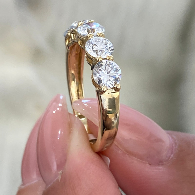 Diamond 5 Stone Ring 1.76 Carat Yellow Gold 14K