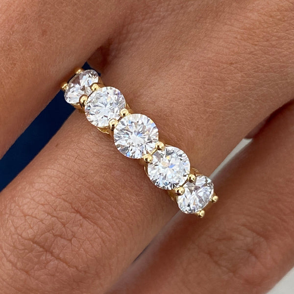 Diamond 5 Stone Ring 1.76 Carat Yellow Gold 14K