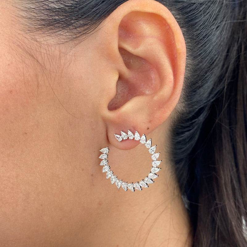 Diamond Hoop Earrings 3.01 Carat White Gold 14K