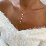 Diamond Lariat Necklace 1.55 Carat Yellow Gold 14K