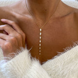 Diamond Lariat Necklace 1.55 Carat Yellow Gold 14K