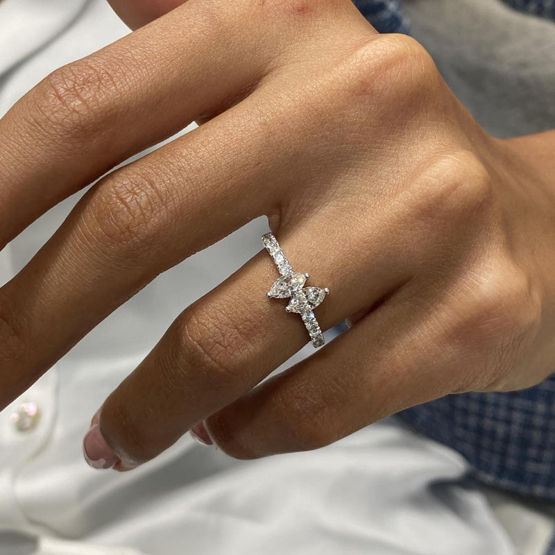 Diamond Statement Ring 0.81 Carat White Gold 14K