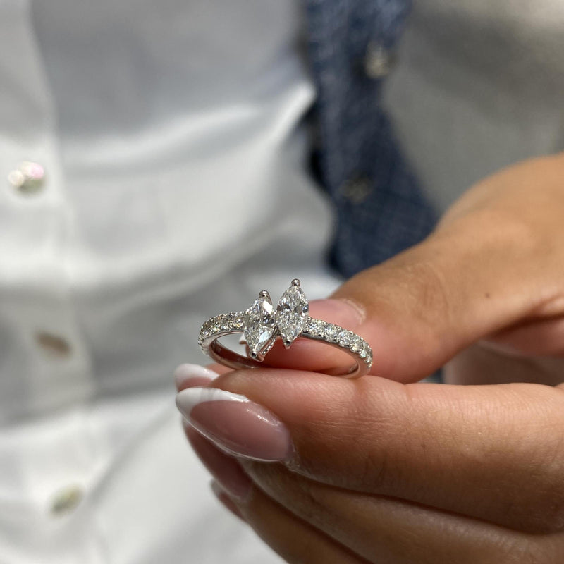 Diamond Statement Ring 0.81 Carat White Gold 14K