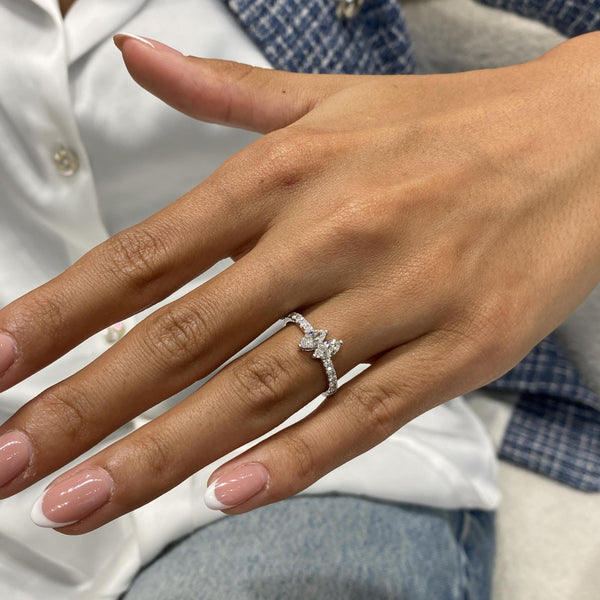 Diamond Statement Ring 0.81 Carat White Gold 14K