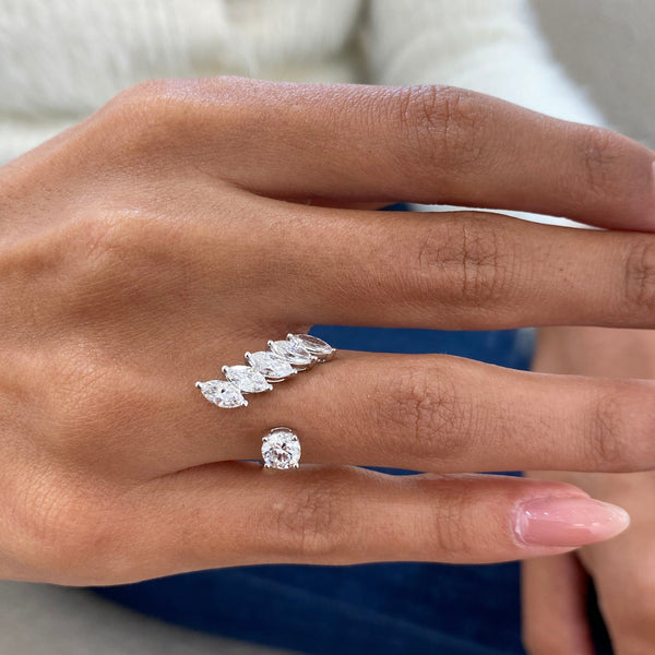 Diamond Wrap Ring 1.53 Carat White Gold 14K