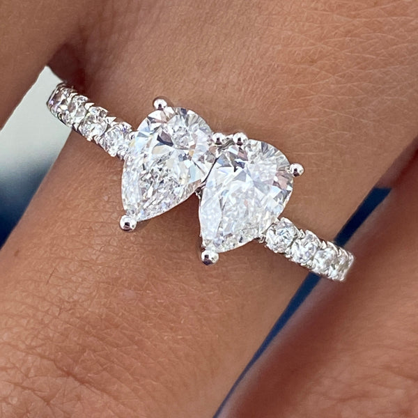 Diamond Two Stone Ring 1.31 Carat White Gold 14K