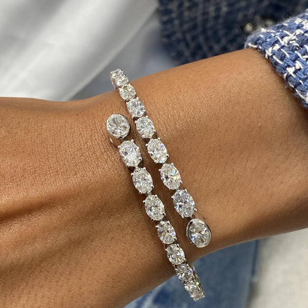 Diamond Bangle 6.86 Carat White Gold 14K