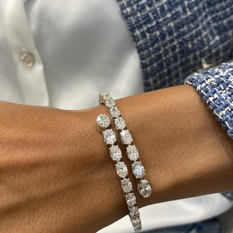 Diamond Bangle Bracelet 5 ct White Gold