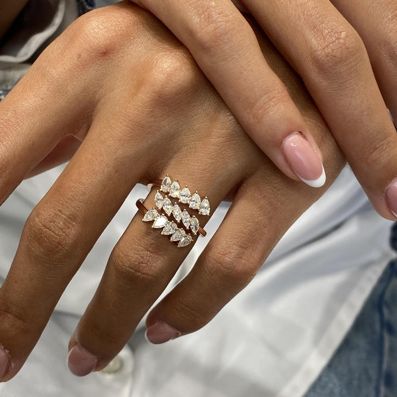 Diamond Wrap Ring 1.46 Carat Rose Gold 14K