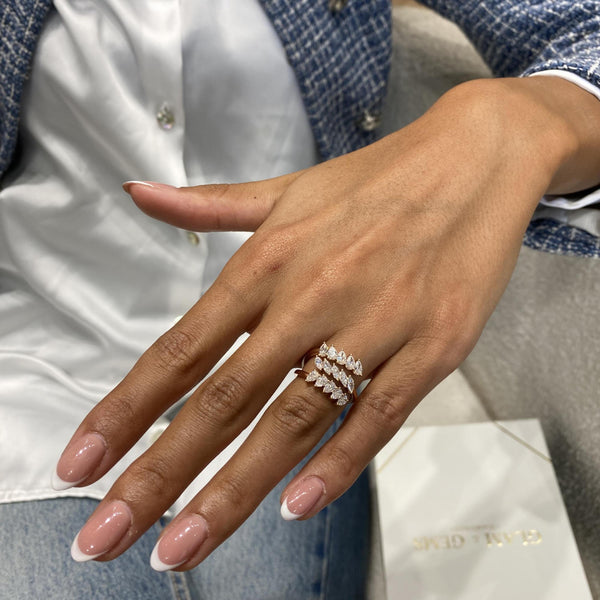 Diamond Wrap Ring 1.46 Carat Rose Gold 14K