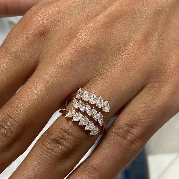 Diamond Wrap Ring 1.46 Carat Rose Gold 14K