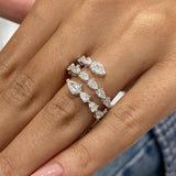 Diamond Wrap Ring 1.79 Carat White Gold 14K