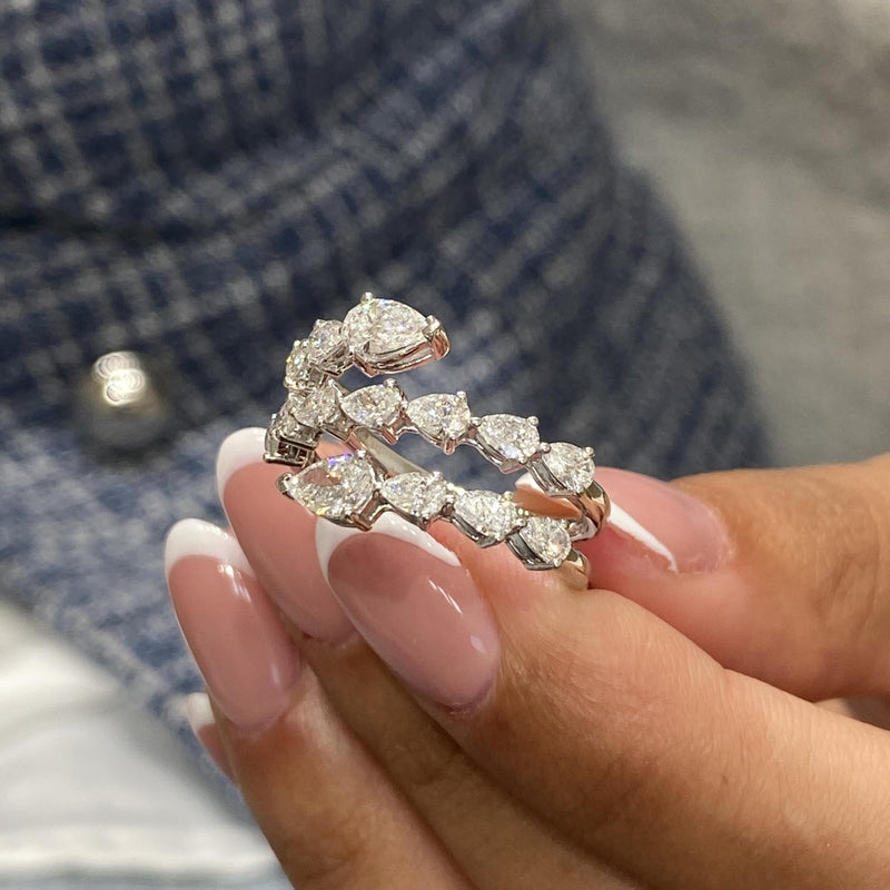 Diamond Wrap Ring 1.79 Carat White Gold 14K