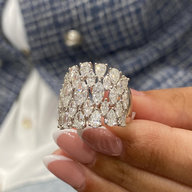 Diamond Dome Ring 4.11 Carat White Gold 14K