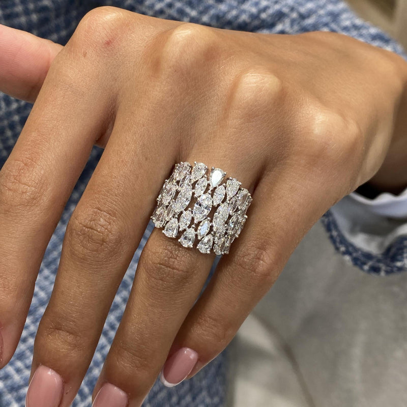Diamond Dome Ring 4.11 Carat White Gold 14K