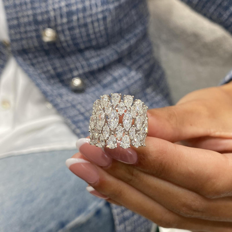 Diamond Dome Ring 4.11 Carat White Gold 14K