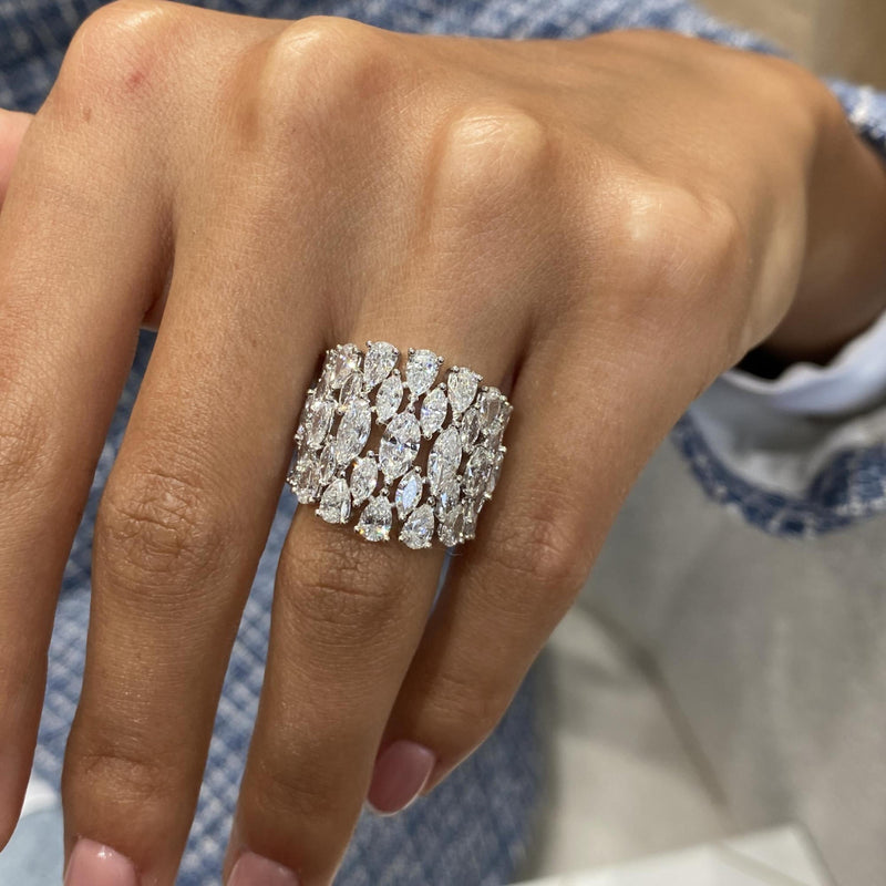 Diamond Dome Ring 4.11 Carat White Gold 14K
