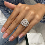 Diamond Dome Ring 4.11 Carat White Gold 14K