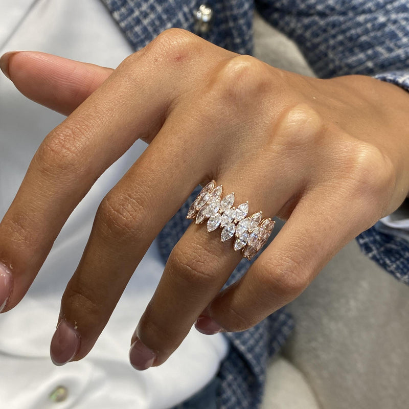 Diamond Statement Ring 3.52 Carat Rose Gold 14K