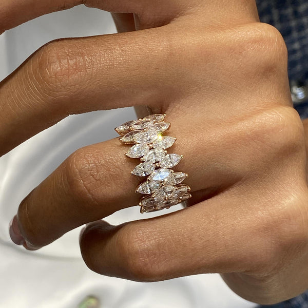 Diamond Statement Ring 3.52 Carat Rose Gold 14K
