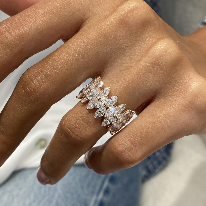 Diamond Statement Ring 3.52 Carat Rose Gold 14K