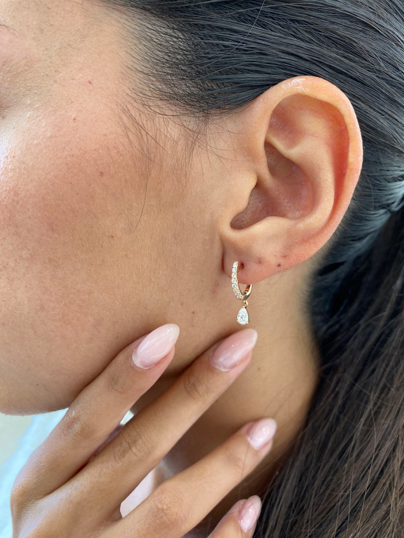 Diamond Dangle Earrings 0.60 Carat Rose Gold 14K