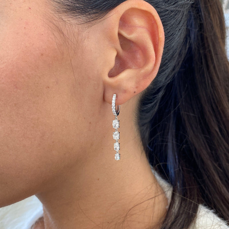Diamond Drop Earrings 2.13 Carat White Gold 14K
