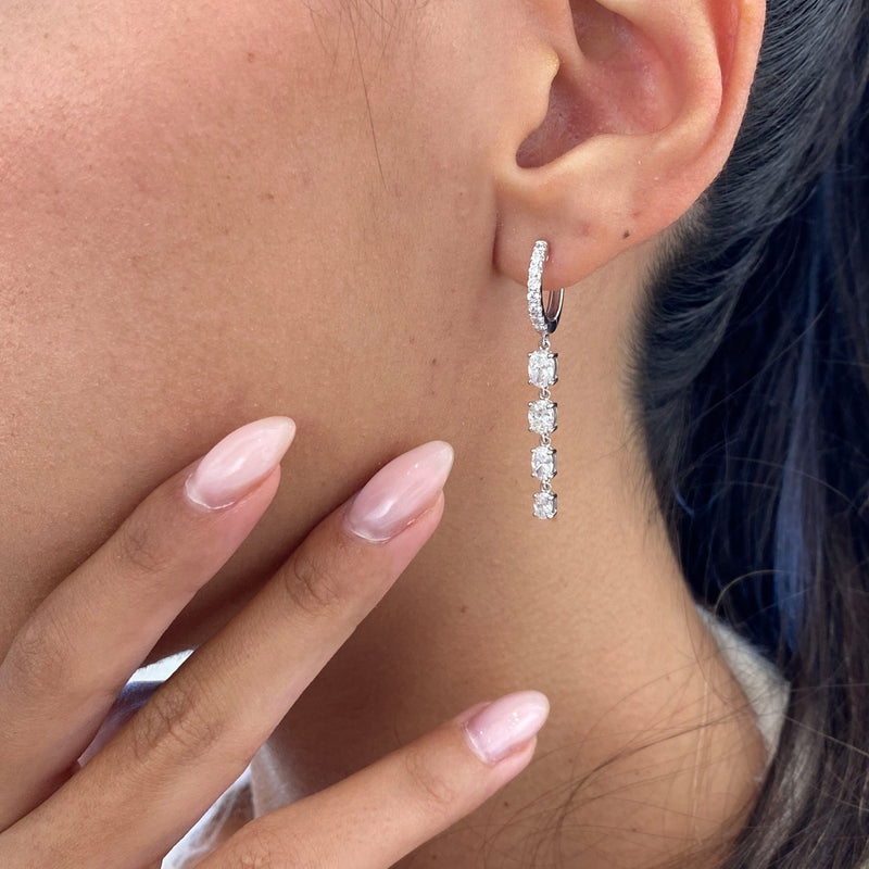 Diamond Drop Earrings 2.13 Carat White Gold 14K