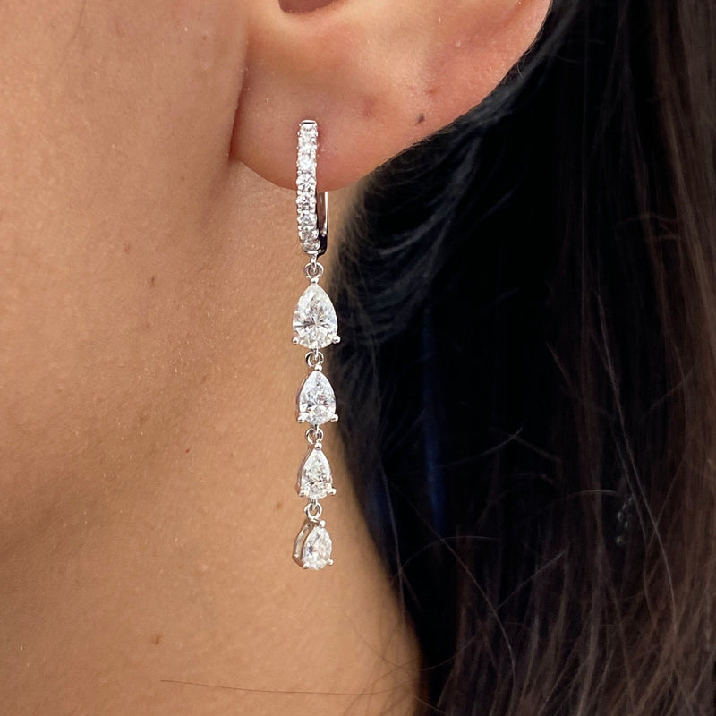 Diamond Drop Earrings 2.40 Carat White Gold 14K