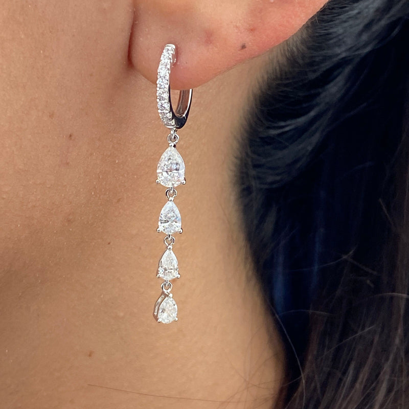 Diamond Drop Earrings 2.40 Carat White Gold 14K