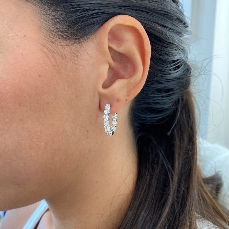 Diamond Hoop Earrings 2.21 Carat White Gold 14K
