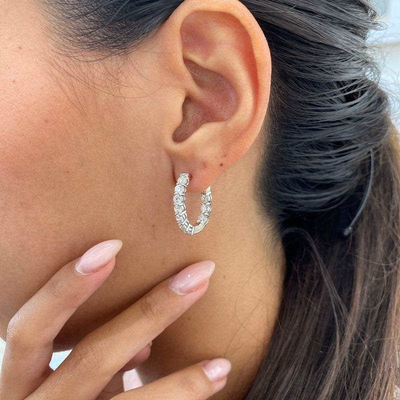Diamond Hoop Earrings 2.21 Carat White Gold 14K